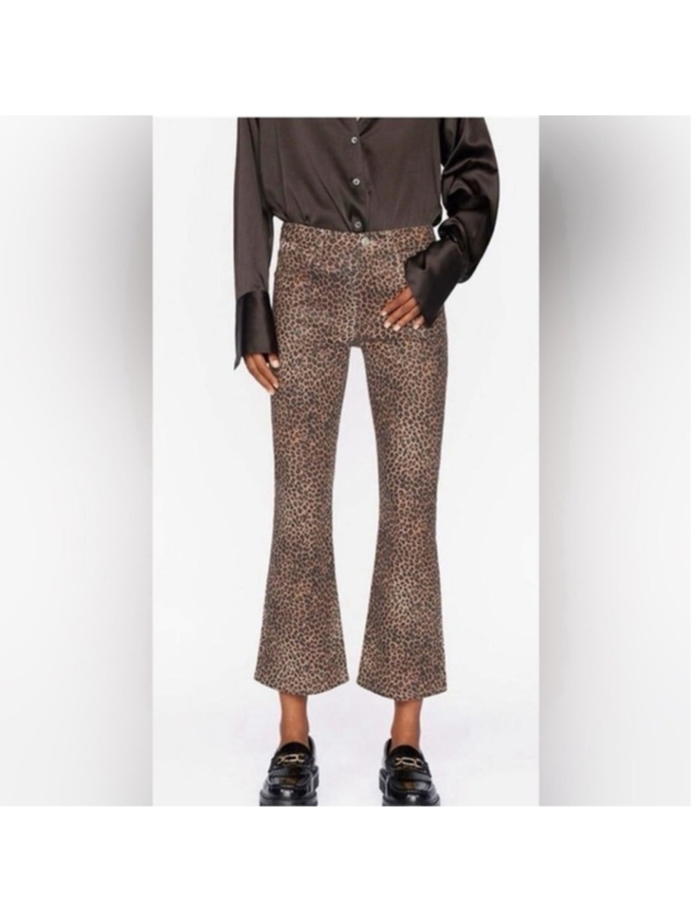 Frame Denim Le Crop Mini Boot Jeans Leopard Size 29 Mid Rise Bootcut Micro Flare